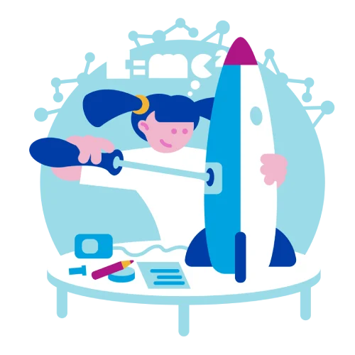 ロケットとロボット技術に興味のある女性