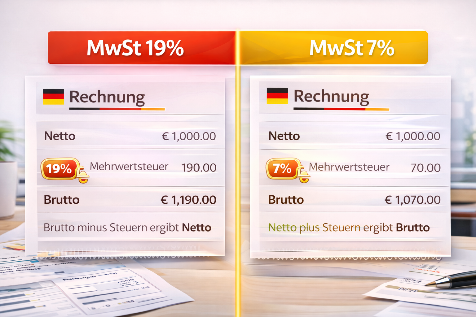 MwSt Rechner 19% und 7%: Mehrwertsteuer einfach berechnen (Deutschland 2026)