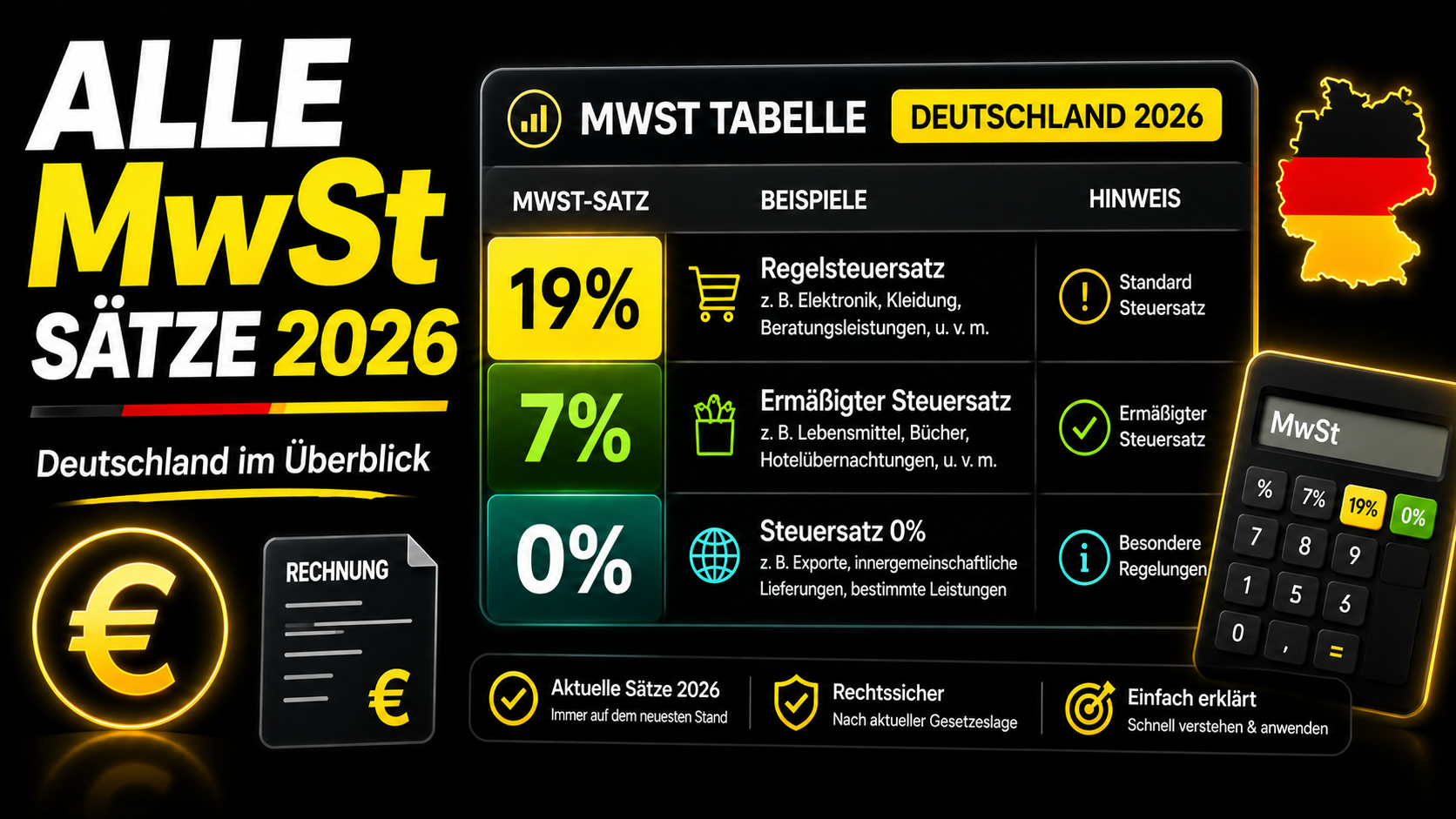 MwSt Tabelle Deutschland 2026 – Alle Steuersätze im Überblick
