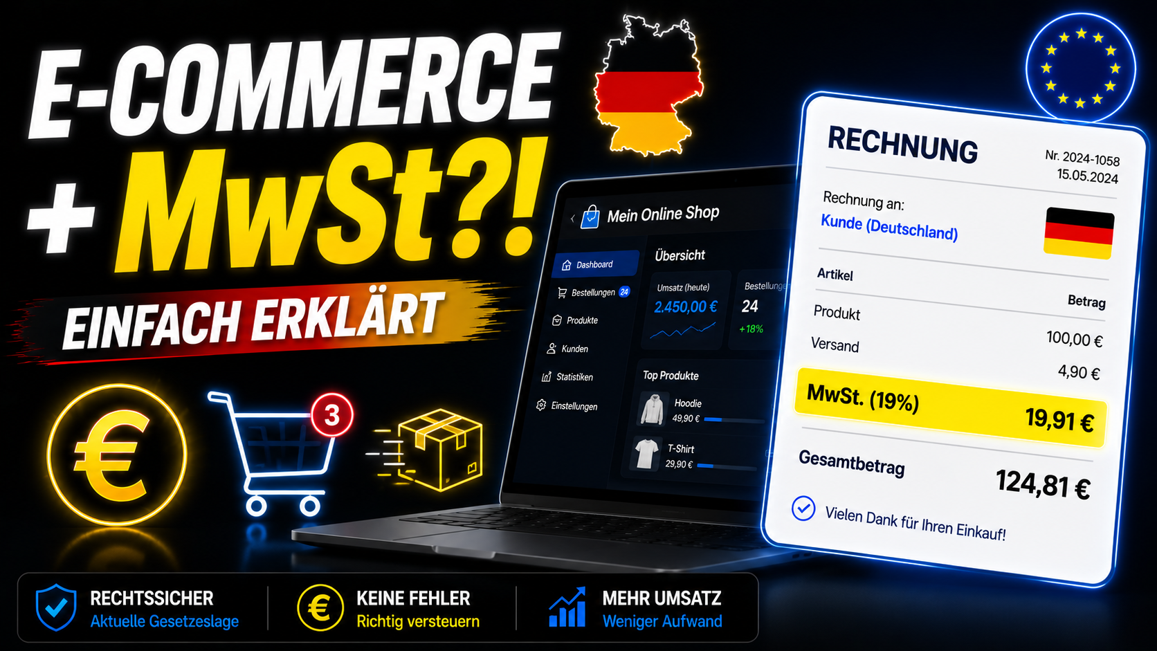 Online Shop Mehrwertsteuer einfach erklärt: Umsatzsteuer für E-Commerce in Deutschland