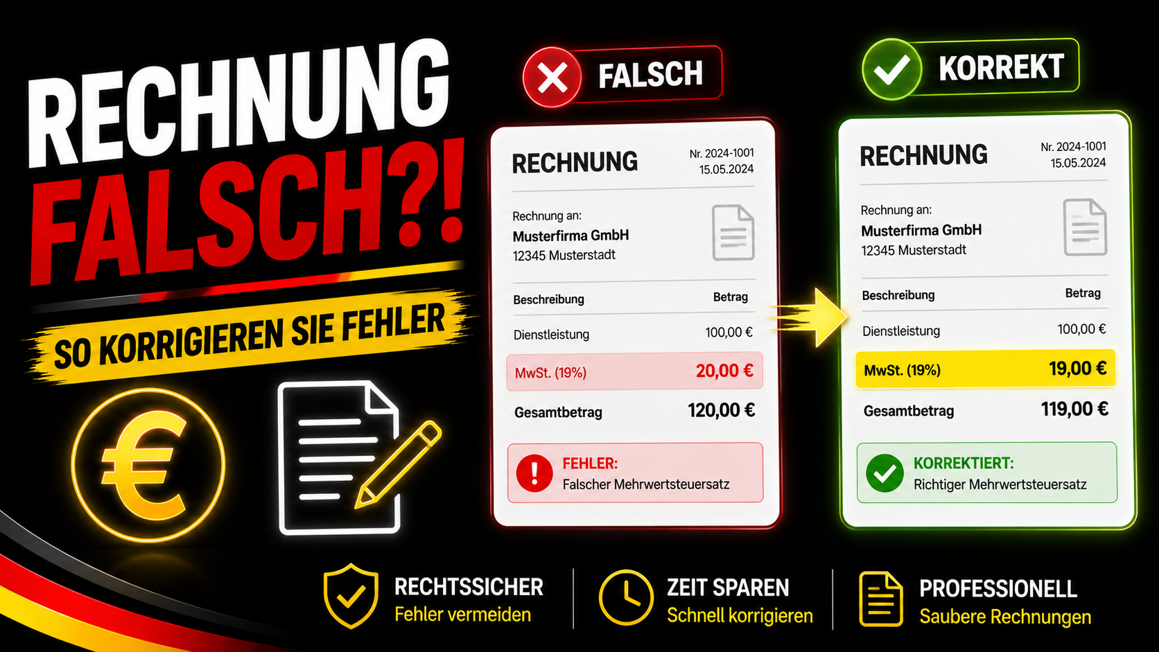 Rechnung korrigieren nachträglich: Fehler auf Rechnungen richtig beheben