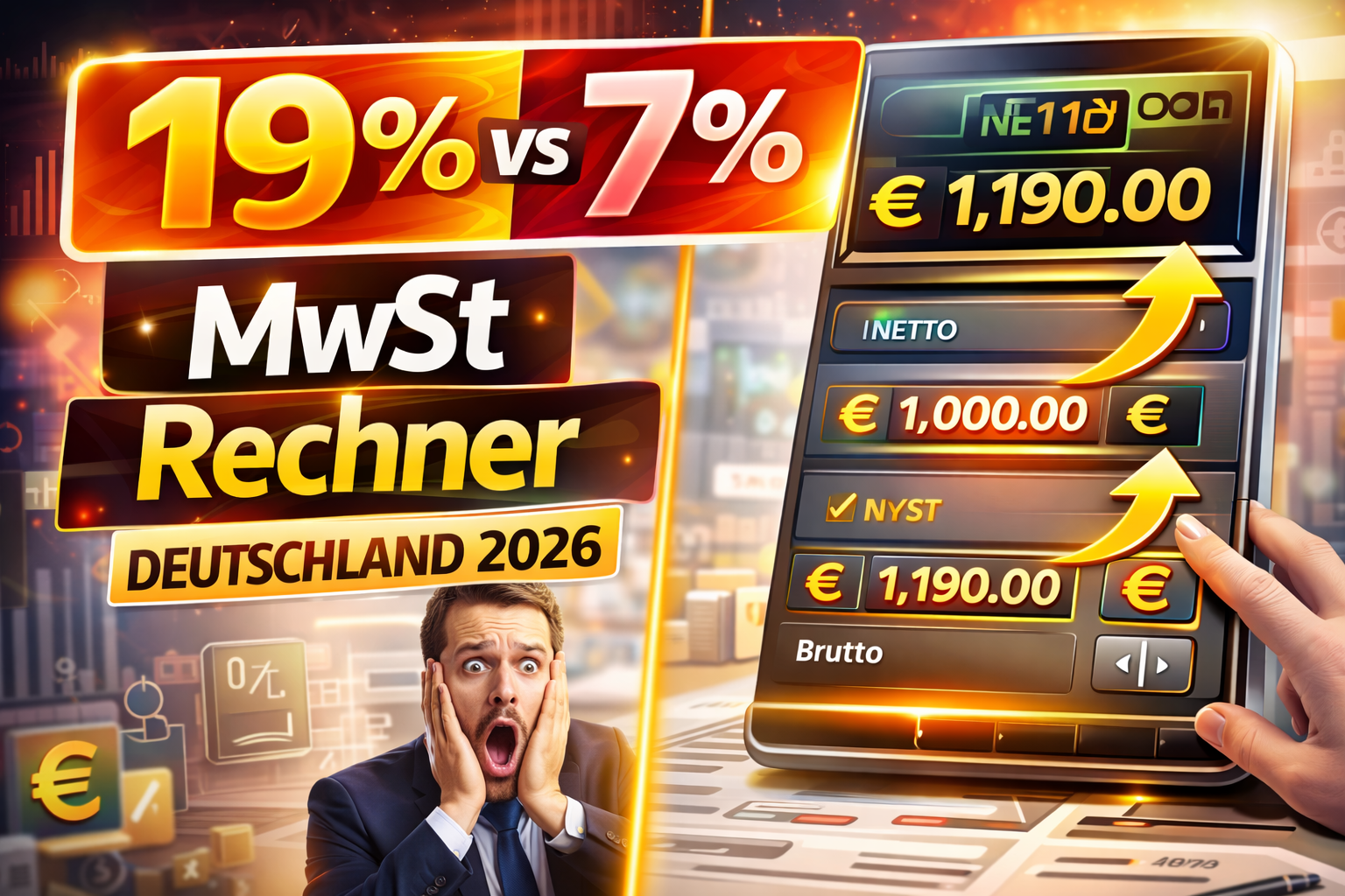 MwSt Rechner 19% und 7% Mehrwertsteuer einfach berechnen (Deutschland 2026)