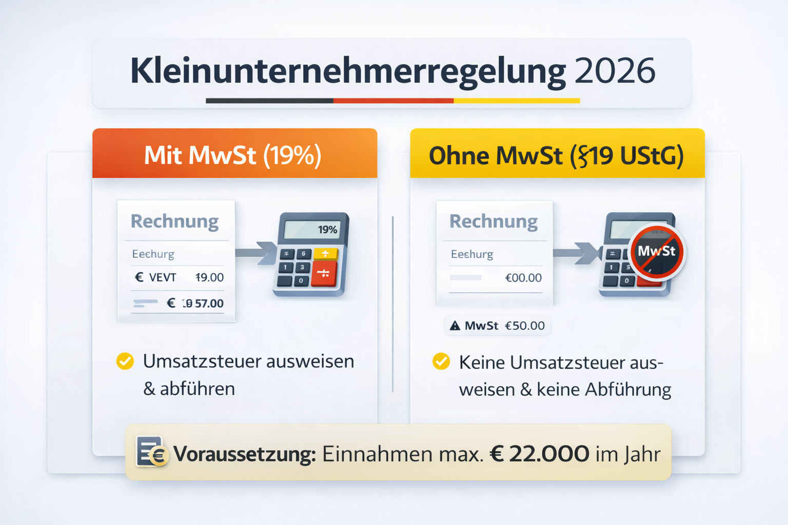 Kleinunternehmerregelung 2026: Wann Sie keine MwSt berechnen müssen