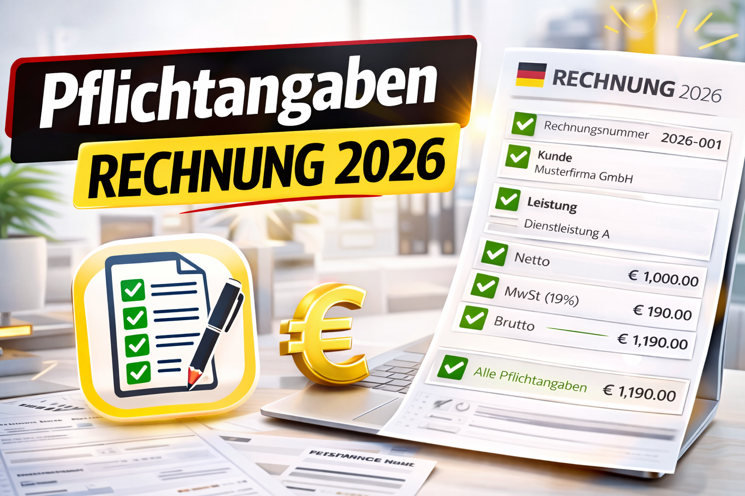 Pflichtangaben auf Rechnungen in Deutschland (2026 Guide)