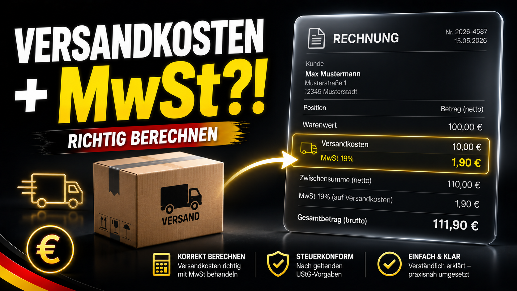 Steuerliche Behandlung von Versandkosten mit Mehrwertsteuer