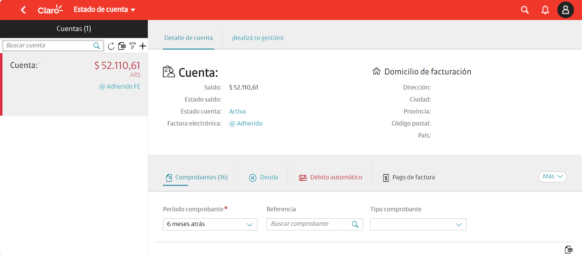 Vencimiento de la factura 1