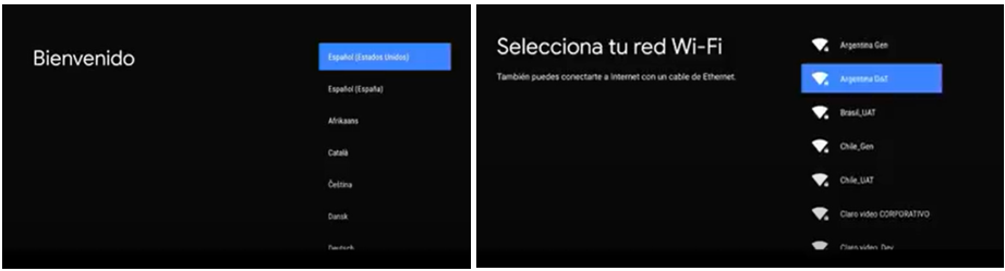 idioma y wifi