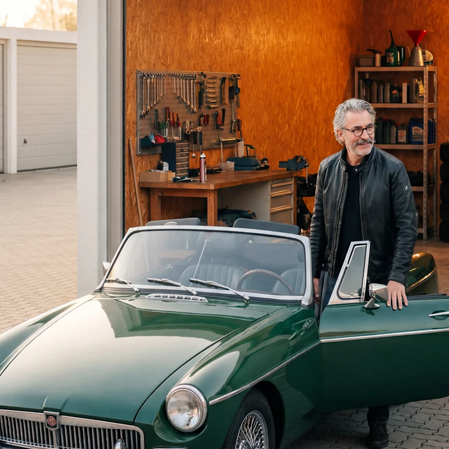 Man with old timer