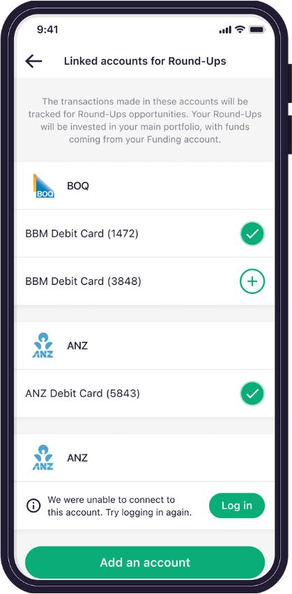 Raiz app Round-Ups screen
