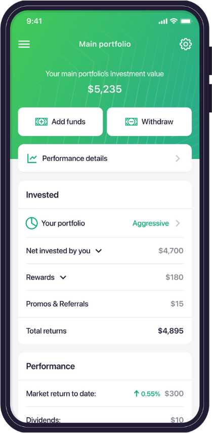 Raiz app Portfolios Screen screen