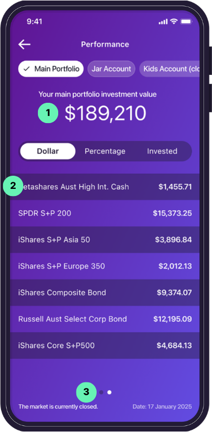 Raiz app Positions Screen screen
