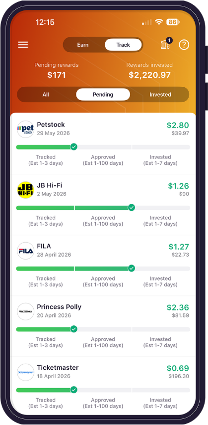 Raiz app Raiz Rewards screen