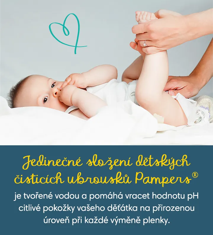 Jedinečné složení dětských čisticích ubrousků Pampers®