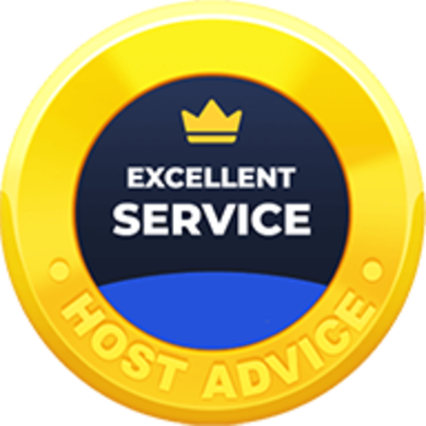 HostAdvice-Auszeichnung für „Excellent Service"