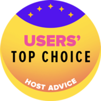 HostAdvice award badge for "Users Top Choice"