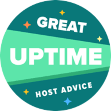 Host Advice Award Badge for Great Uptime 