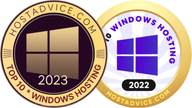 HostAdvice Award Badge for "Top 10 "Windows Hosting"