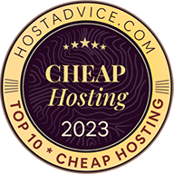 HostAdvice Award Badge for "Cheap Hosting 2023"