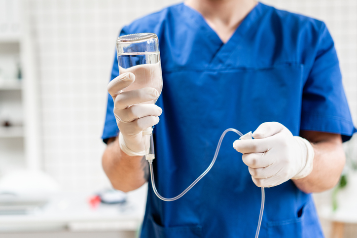 Infusion fluid being administered