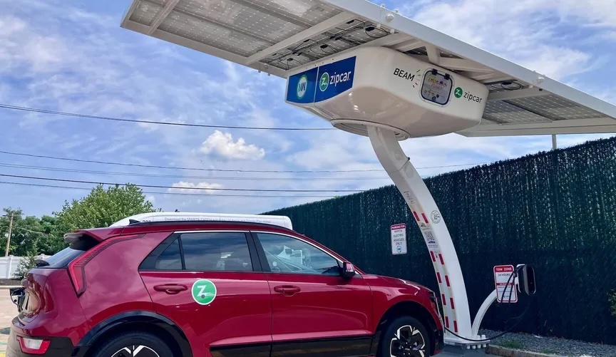 A CommunityEV Carshare site at the MetroWest Regional Transit Authority in Framingham, Massachusetts (Metropolitan Area Planning Council)
