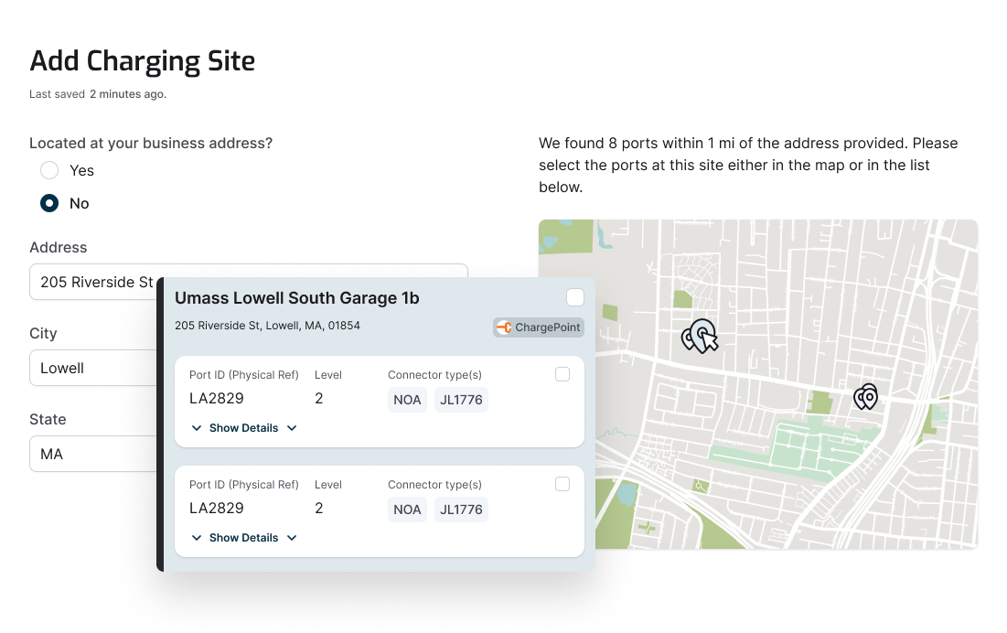 Screenshot of new feature where users can find their chargers by looking on a map.