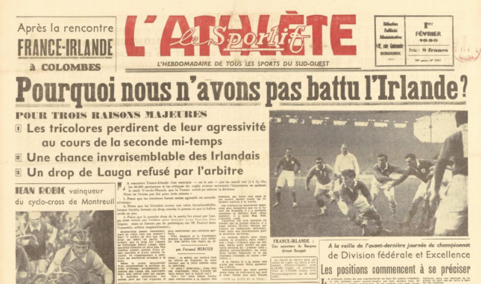 Programme Officiel Du Match De Rugby France - Irlande 1976 - Menu Liste Invités - Parc Des Princes