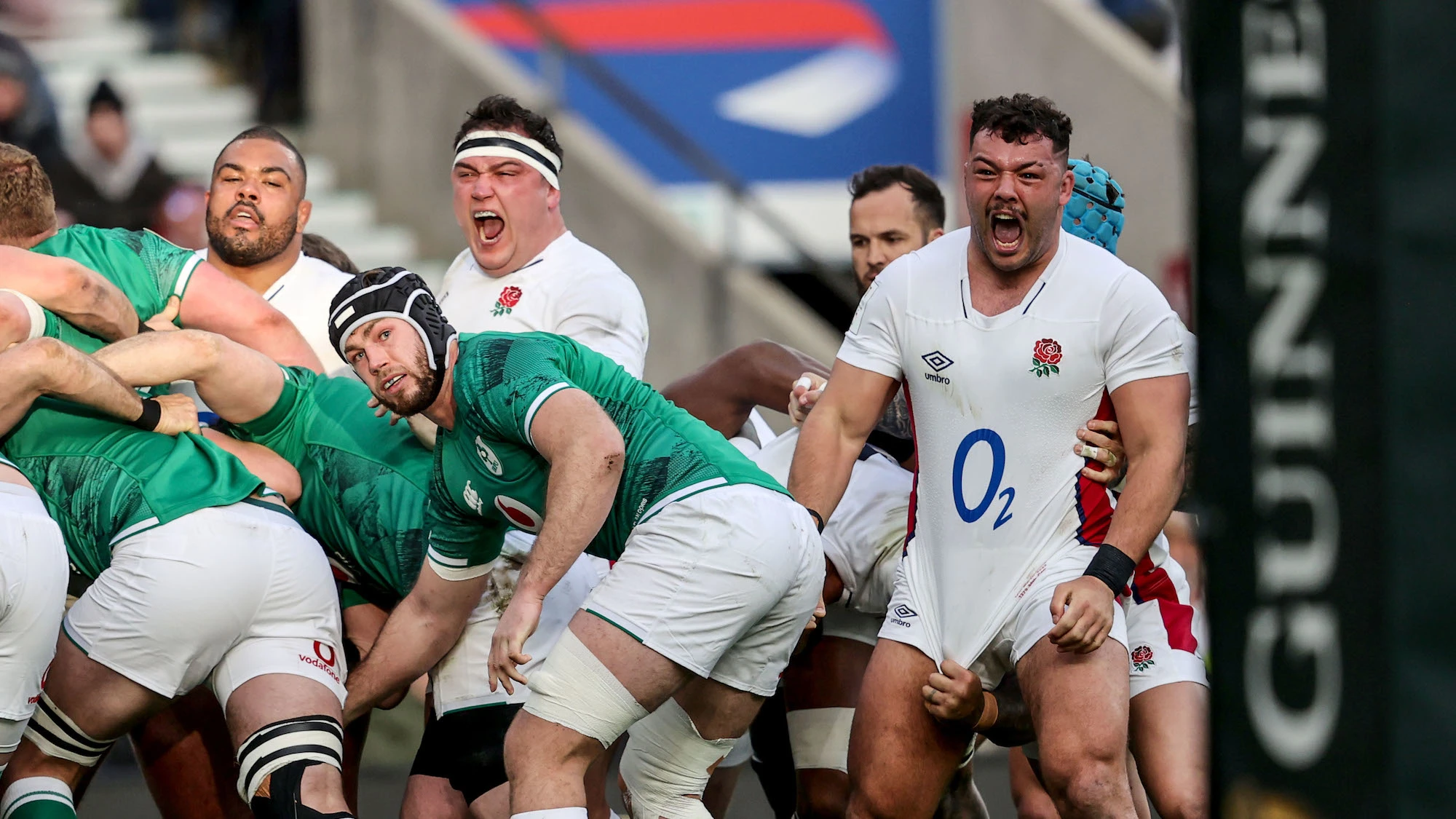 Ellis Genge celebrates winning a penalty 12/3/2022