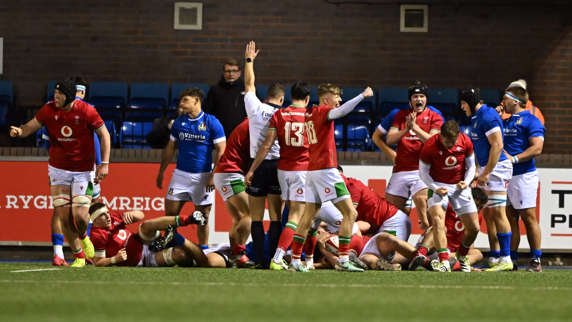 Wales U20 celebrations