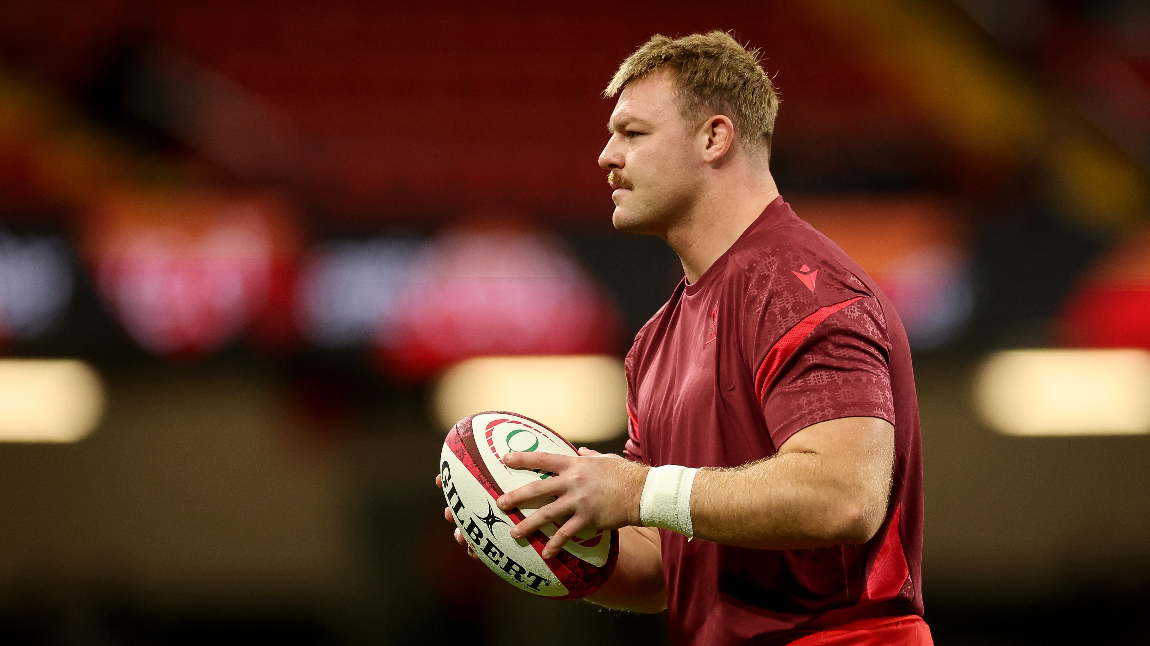Wales' Dewi Lake warms up ahead of the 2025 Quilter Nations Series game against Argentina.