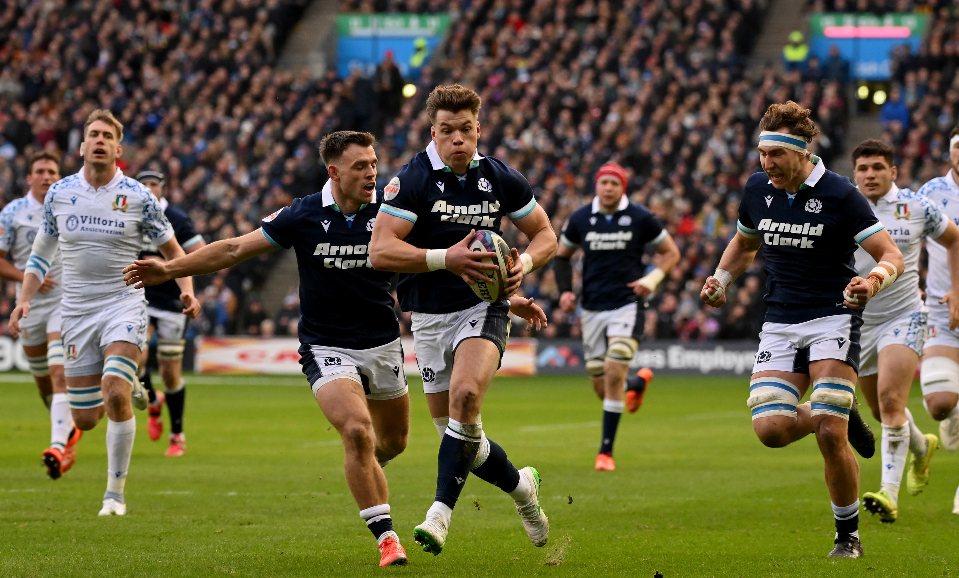 Huw Jones hat-trick Scotland v Italy