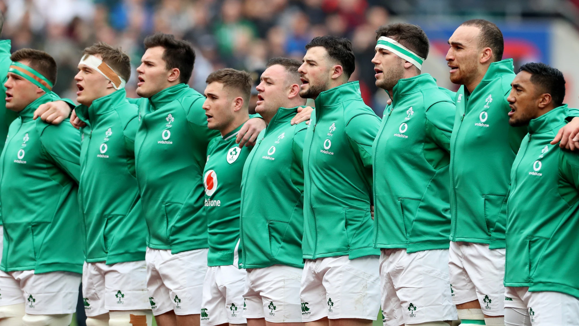 The Ireland team during the anthems 23/2/2020