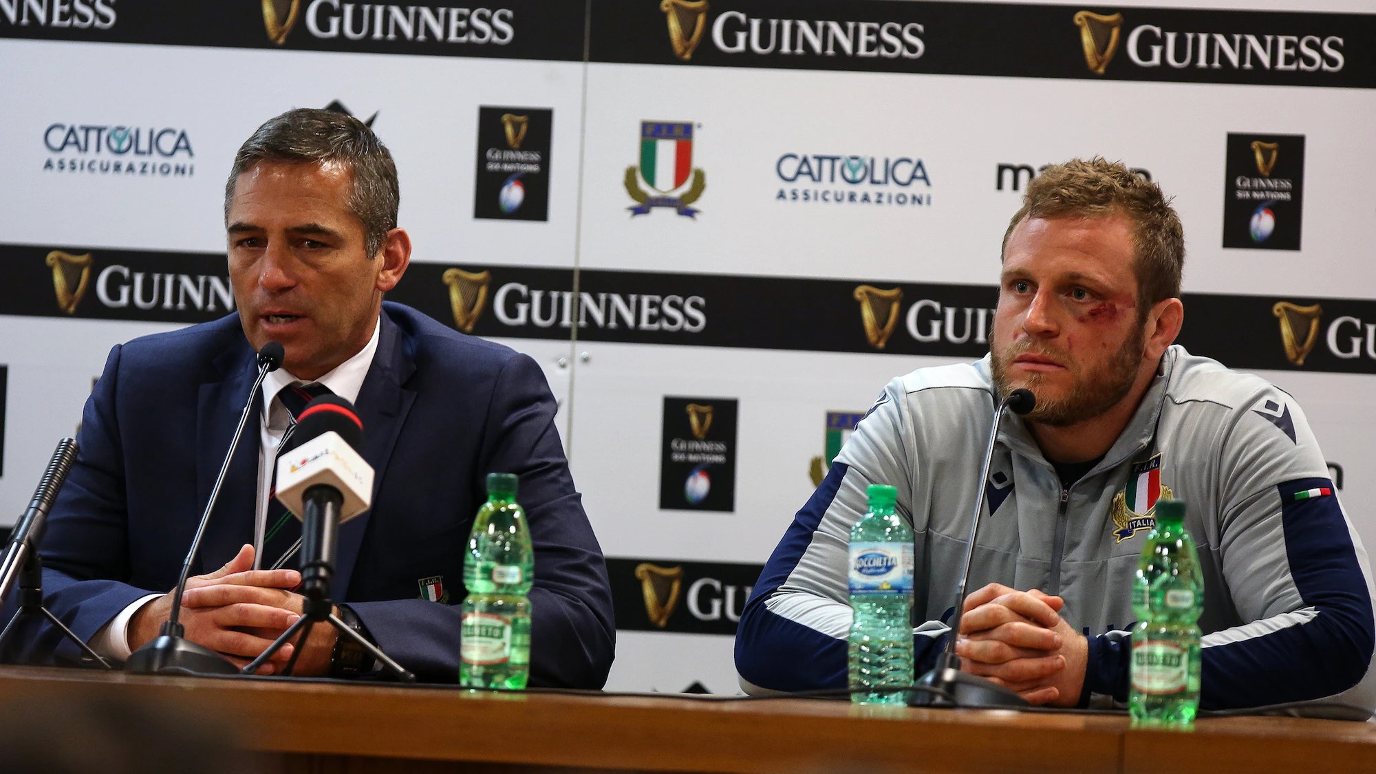 Franco Smith and Luca Bigi at the post match press conference 22/2/2020