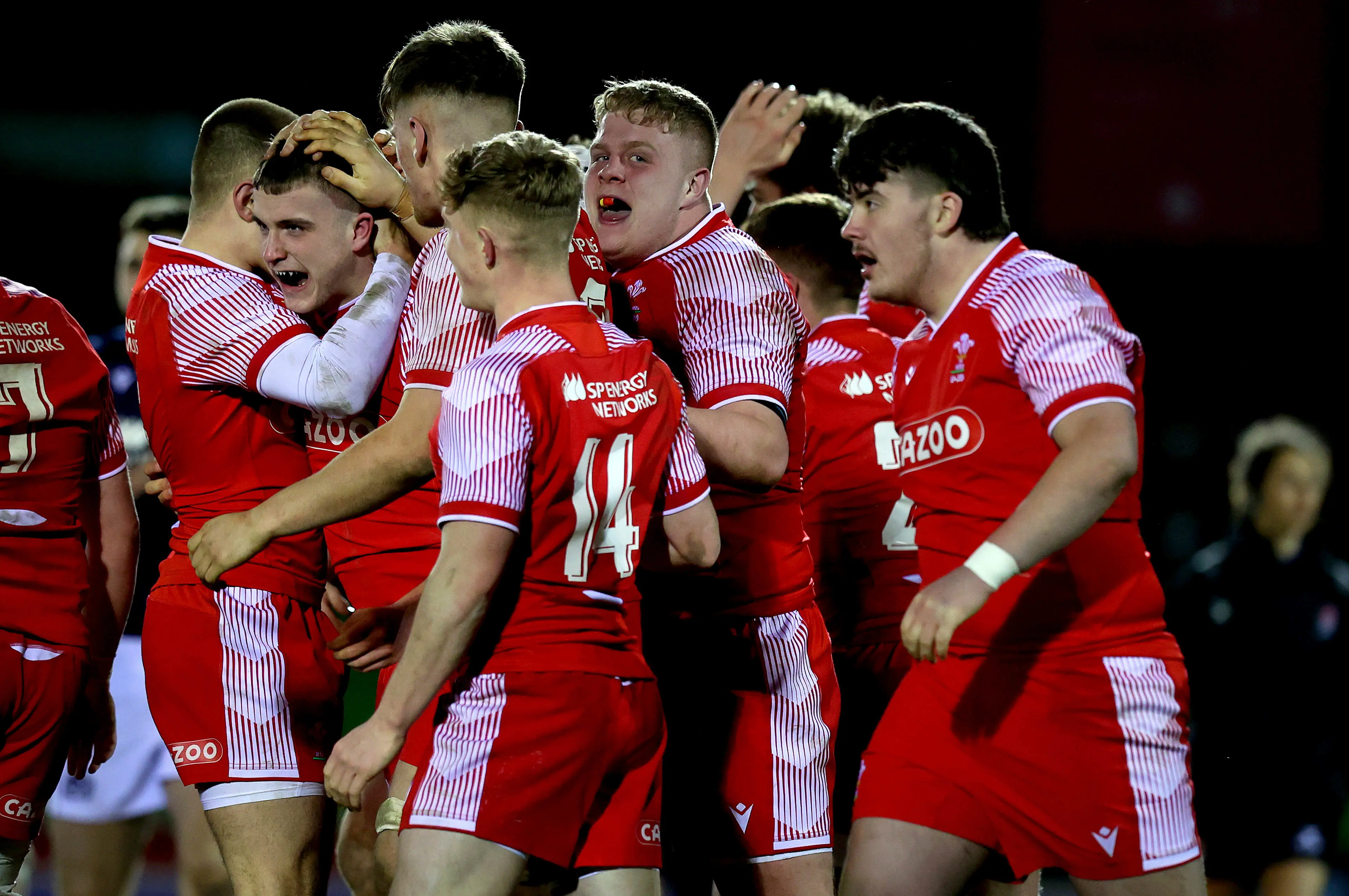 Wales U20 celebrate try