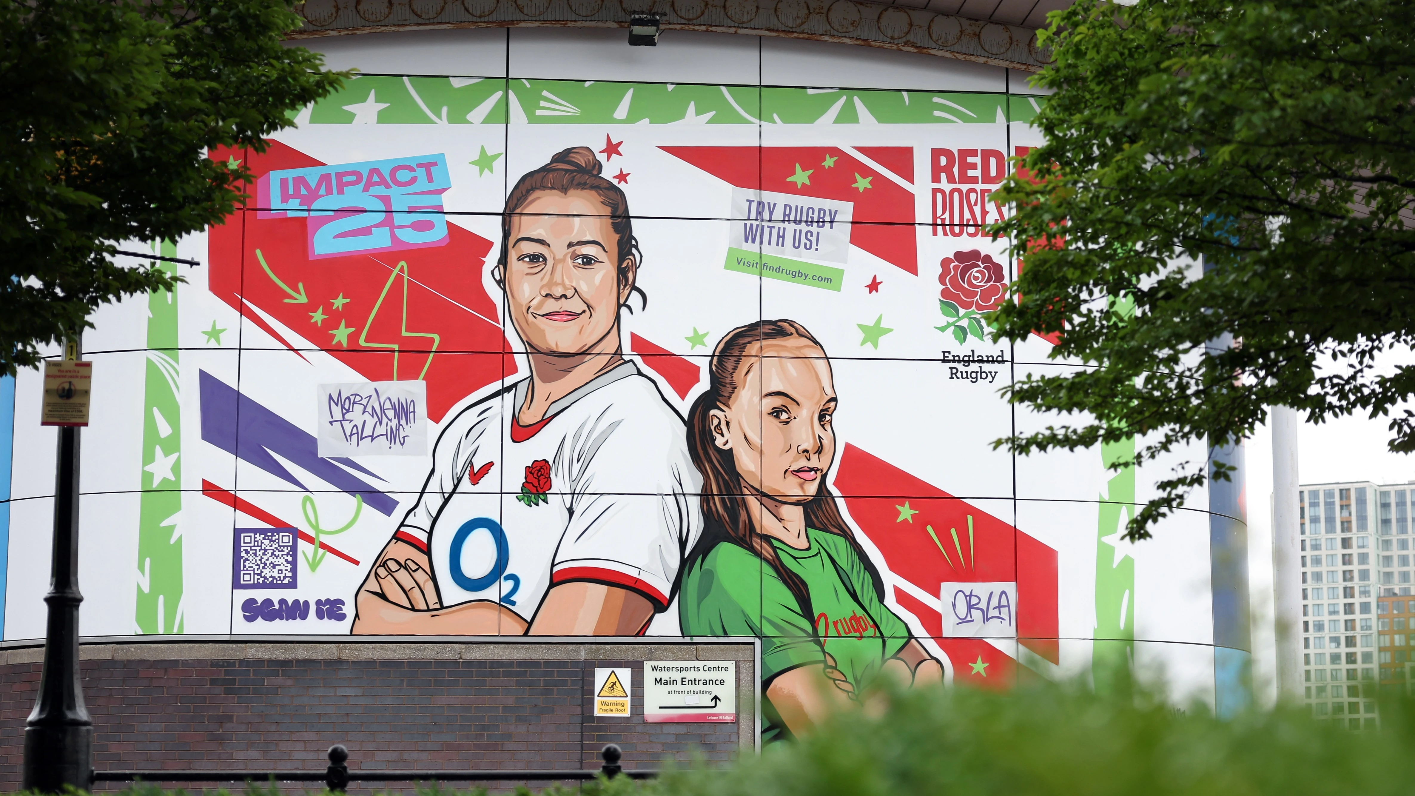 England's Red Roses mural in Salford