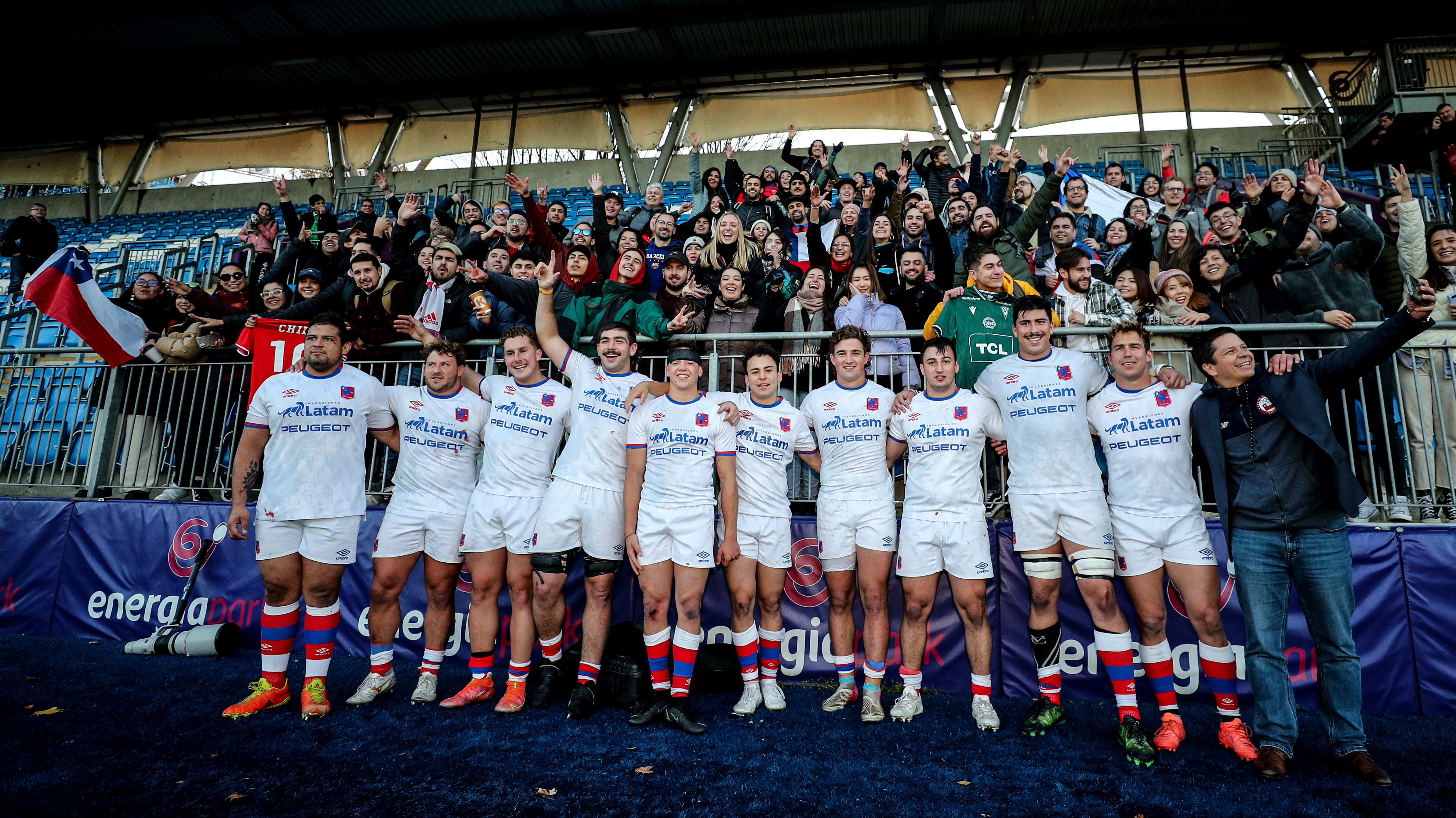 The Chile team with fans after a 2022 friendly against Leinster.