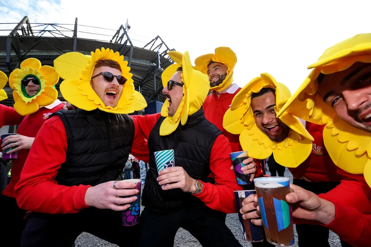 Wales fans ahead of the 2025 Six Nations Championship Round 4 between Scotland and Wales.