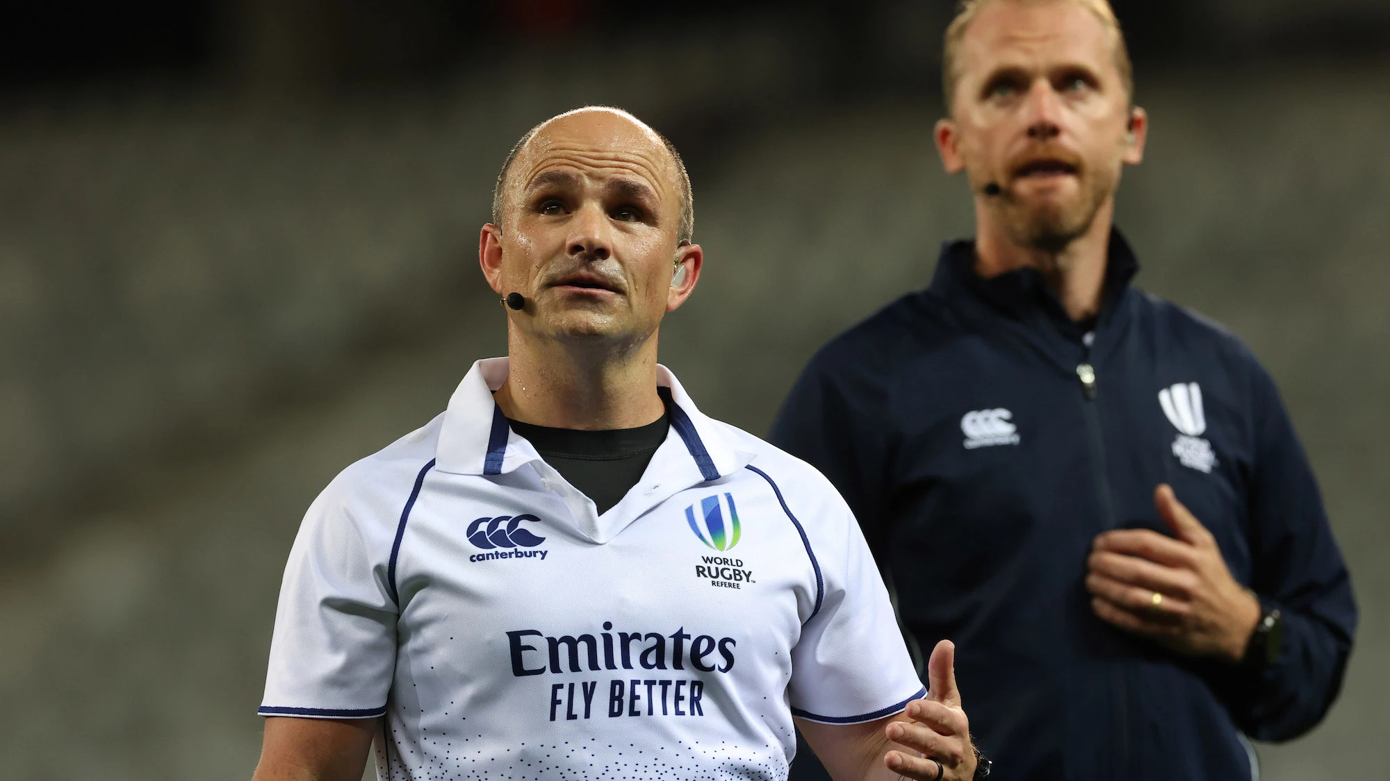 Jaco Peyper and assistant referee Wayne Barnes 14/7/2021