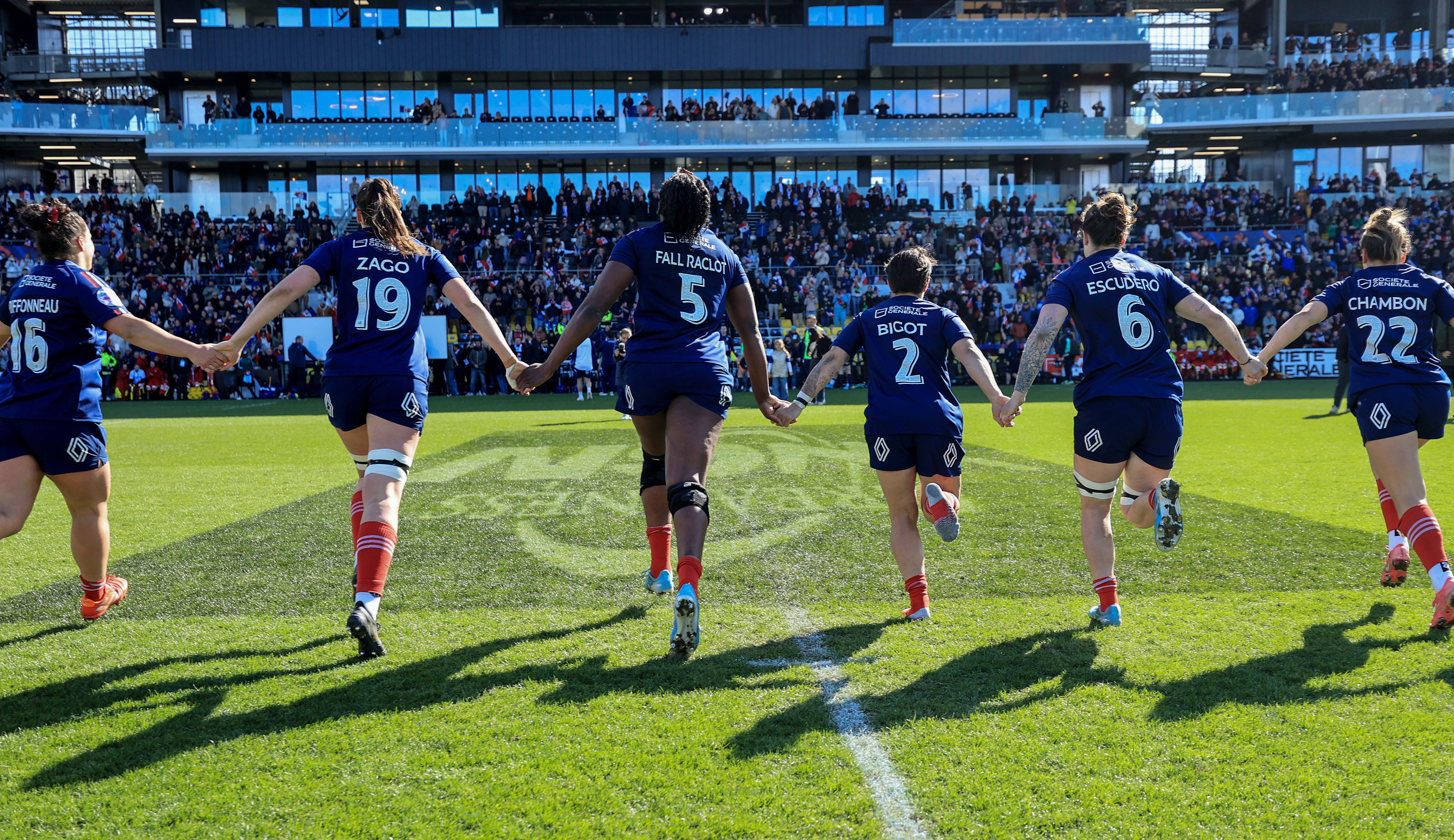 France Women celebrate against Scotland, 2025 W6N
