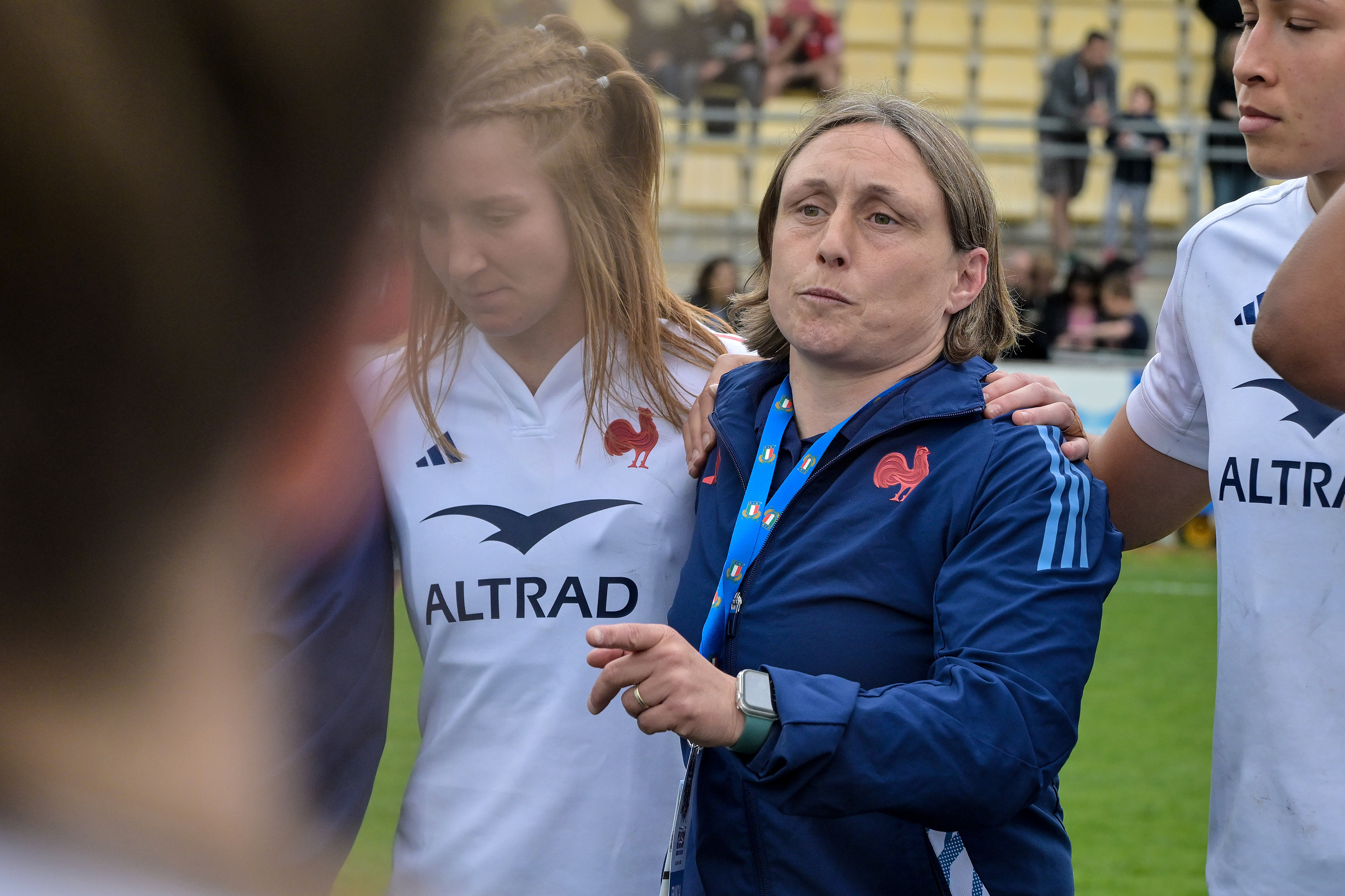 France's joint Head Coach Gaelle Mignot after the 2025 Guinness Women's Six Nations Championship Round 4 game between Italy and France in Stadio Sergio Lanfranchi, Parma, Italy, Saturday, April 19, 2025 (Photo by Guiseppe Fama / Inpho)