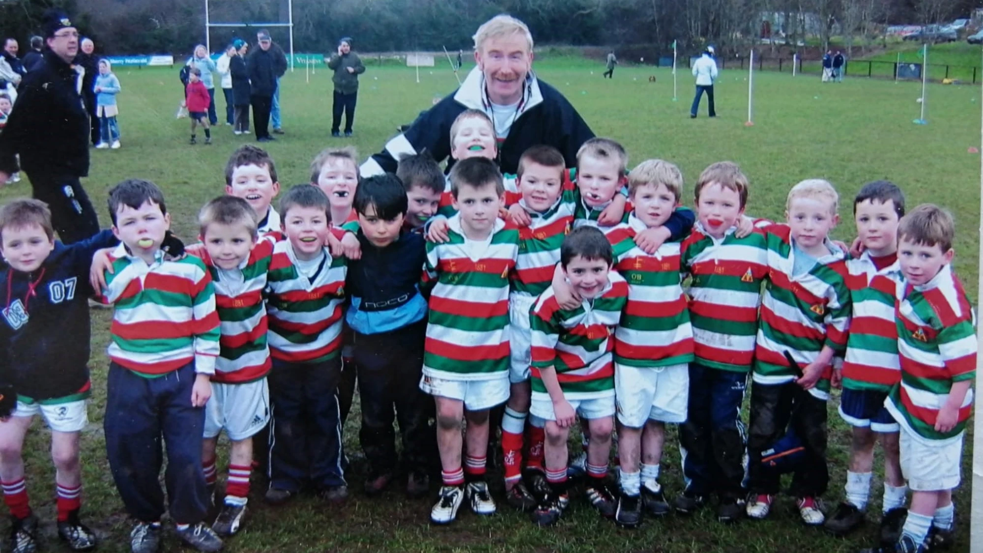 Dan (centre front) and Bobby (right) at Bective Rangers 2000