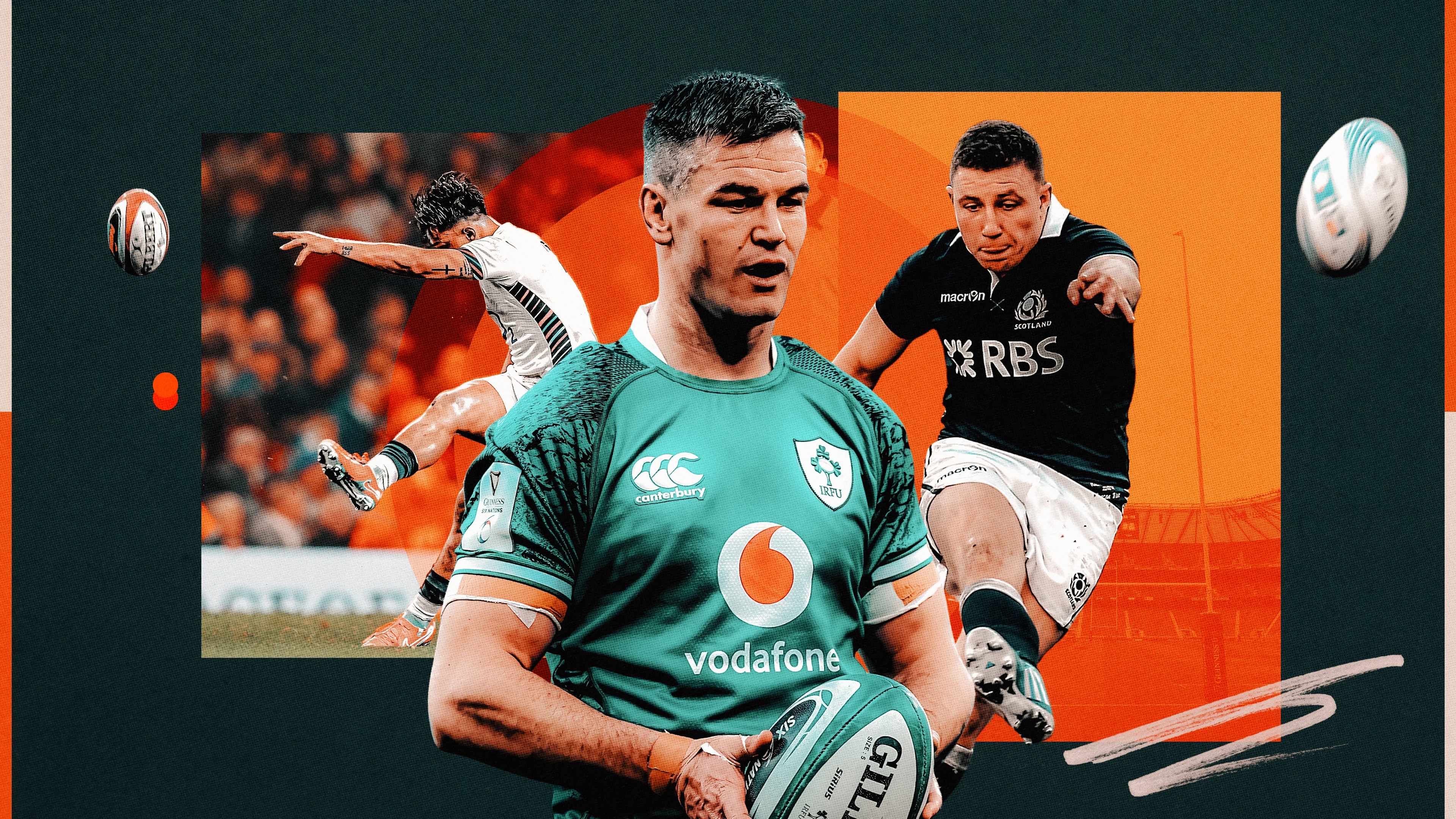 A graphic featuring Marcus Smith, Johnny Sexton and Duncan Weir.