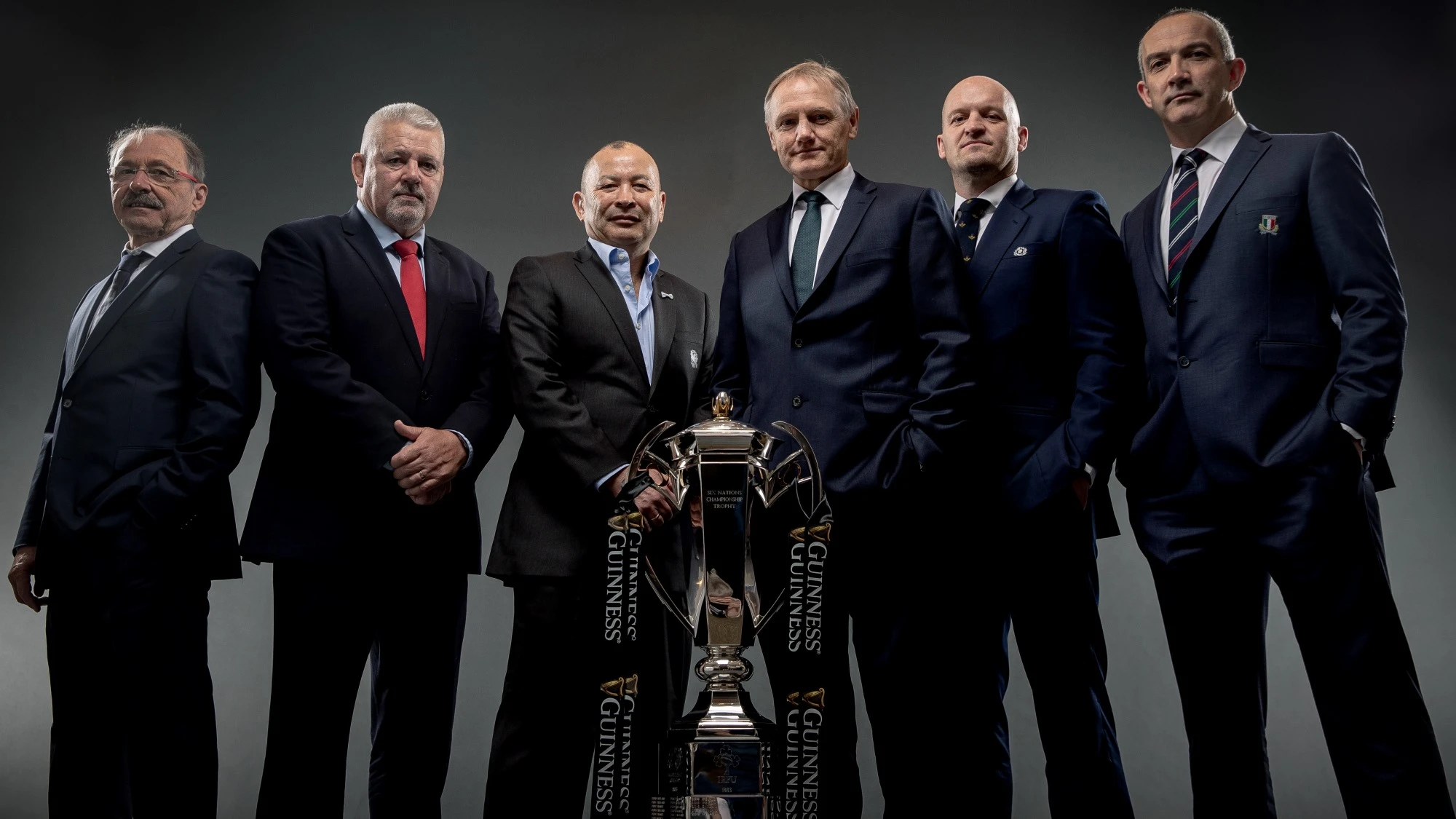 The six coaches of the 2019 Guinness Six Nations