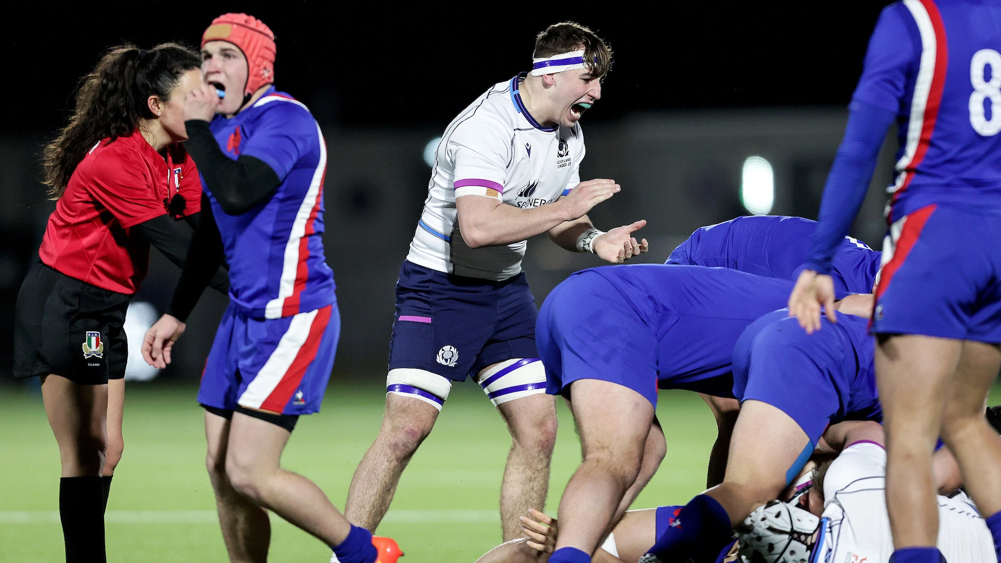 Rhys Tait celebrates during the game 25/2/2022