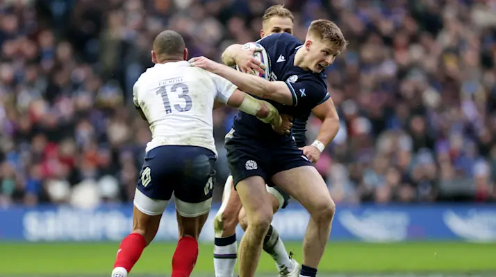 Harry Paterson in action against France on his Scotland debut