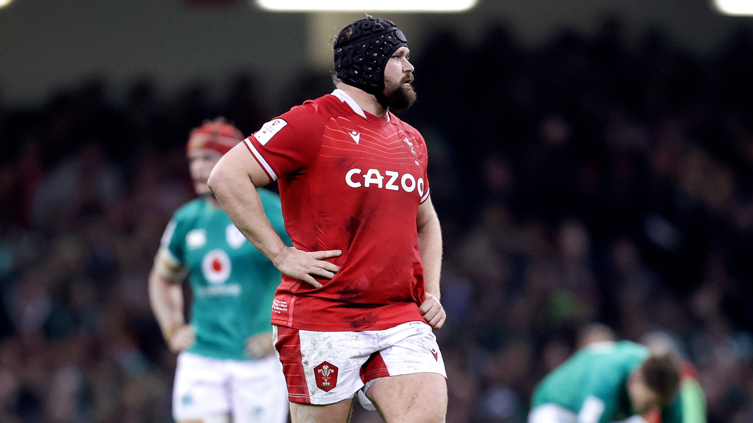 Tomas Francis featuring for Wales during the 2023 Championship match against Ireland.
