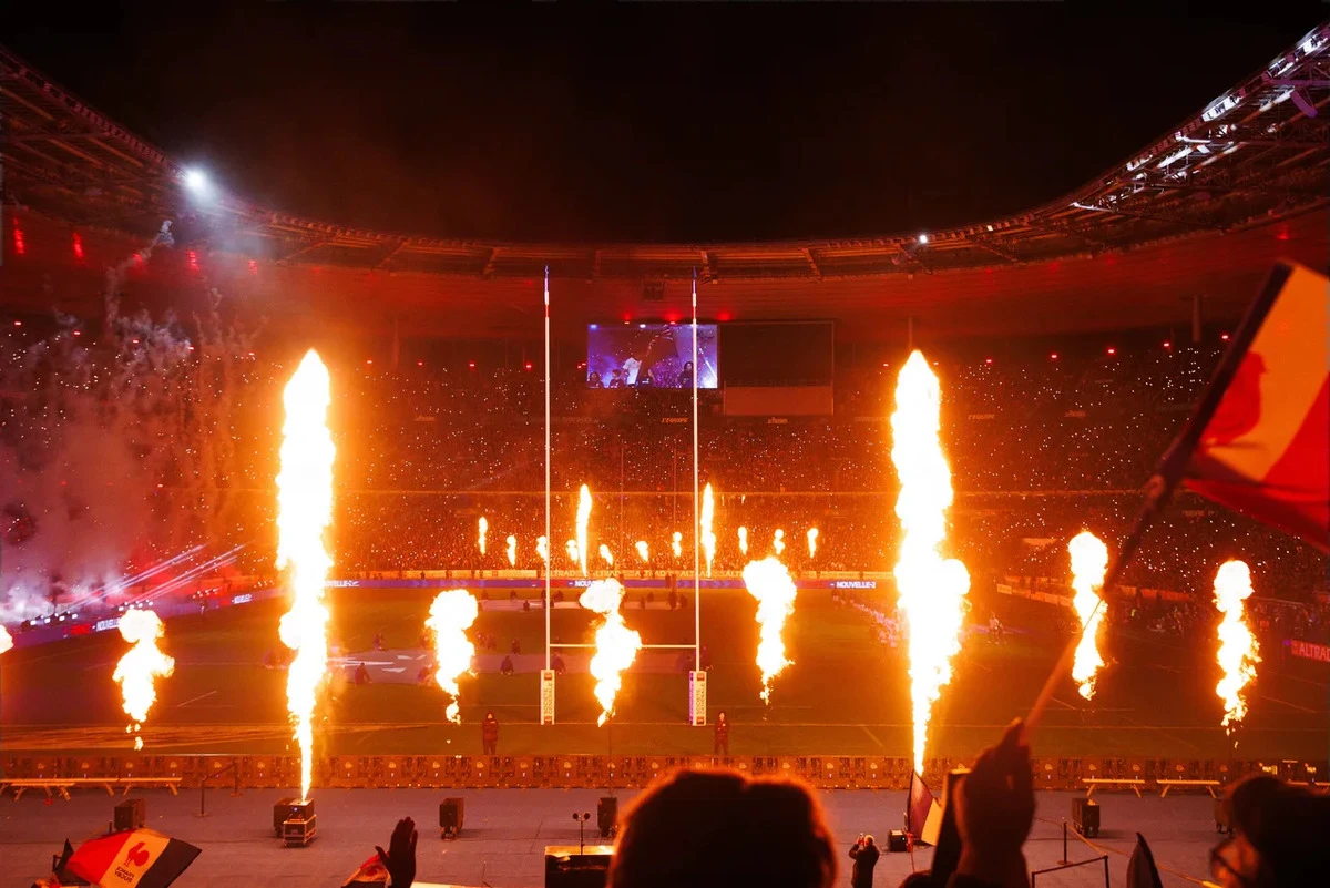 Pre-match fireworks ahead of the November 2024 match between France and New Zealand.