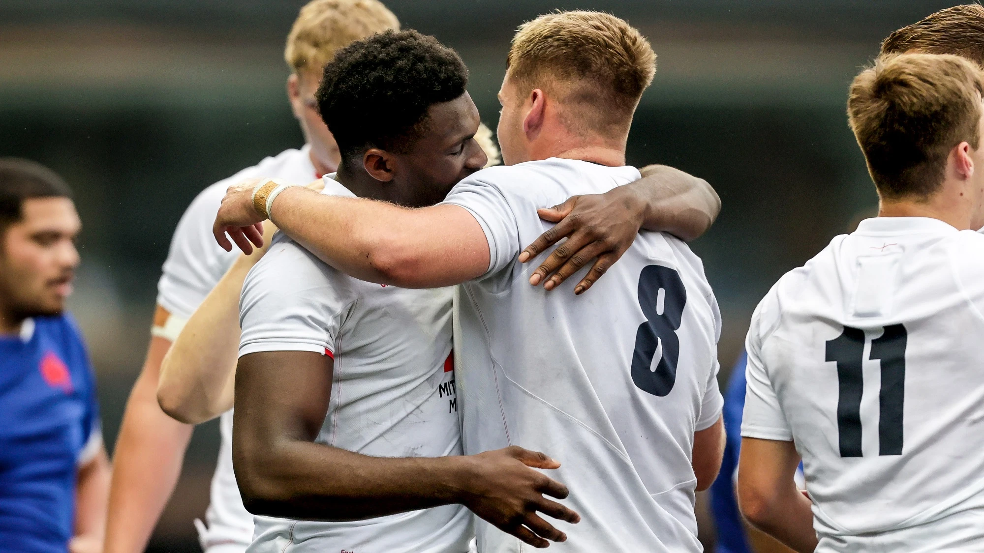 Emeka Ilione celebrates after the game with Jack Clement 19/6/2021