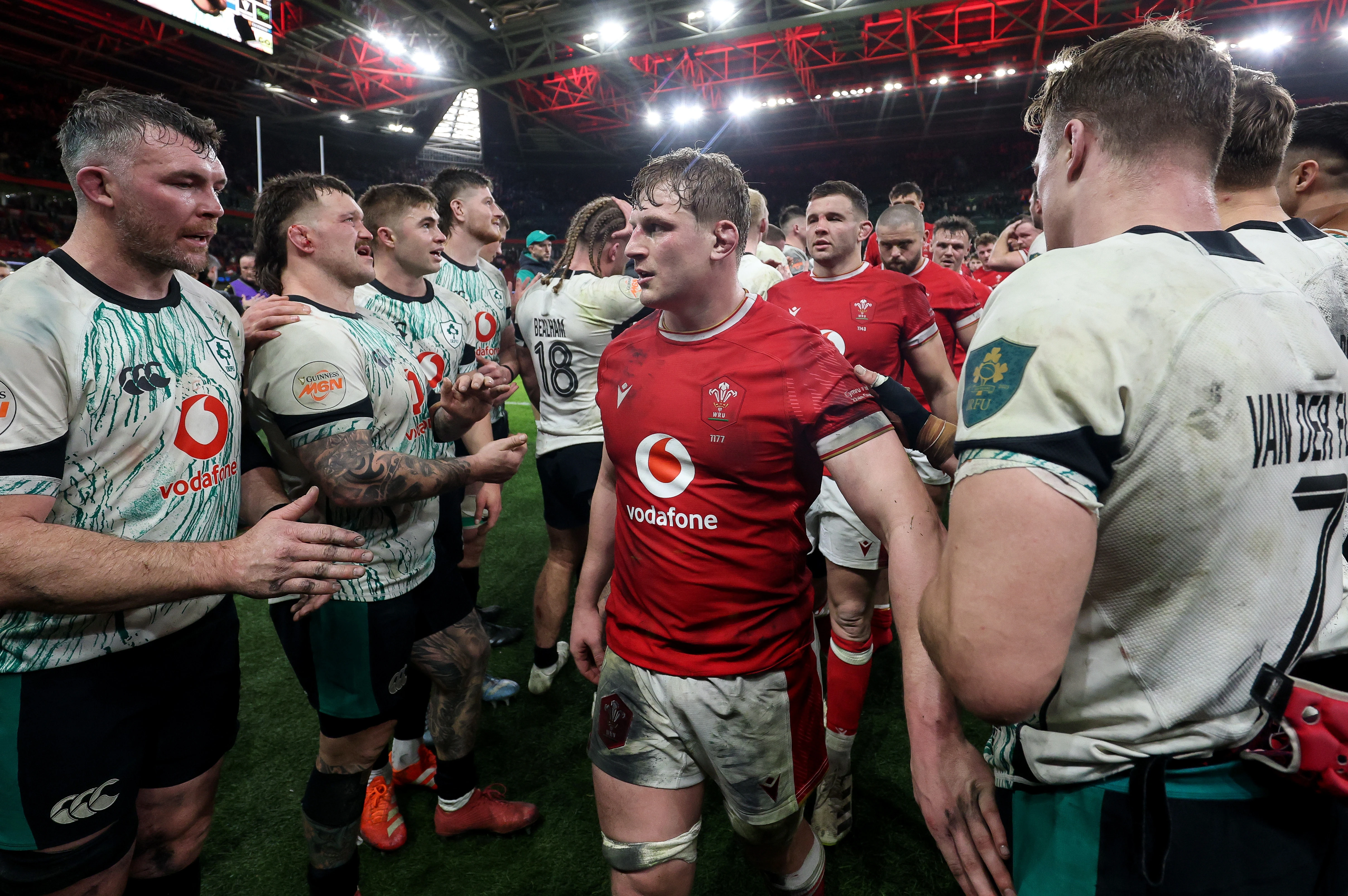 Jac Morgan leads Wales off the pitch - WAL v IRE - M6N 2025