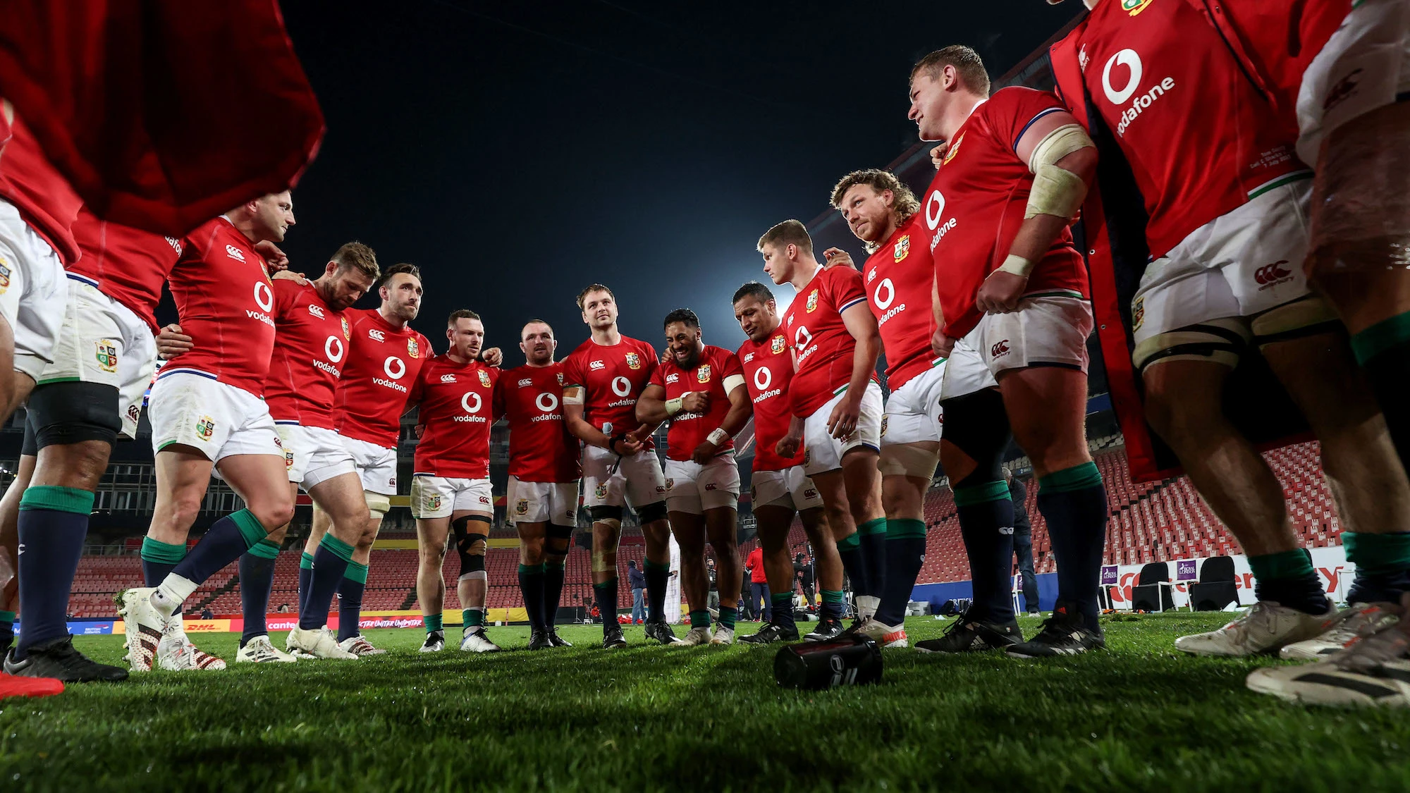 A view of the British  Irish Lions team huddle after the game 7/7/2021