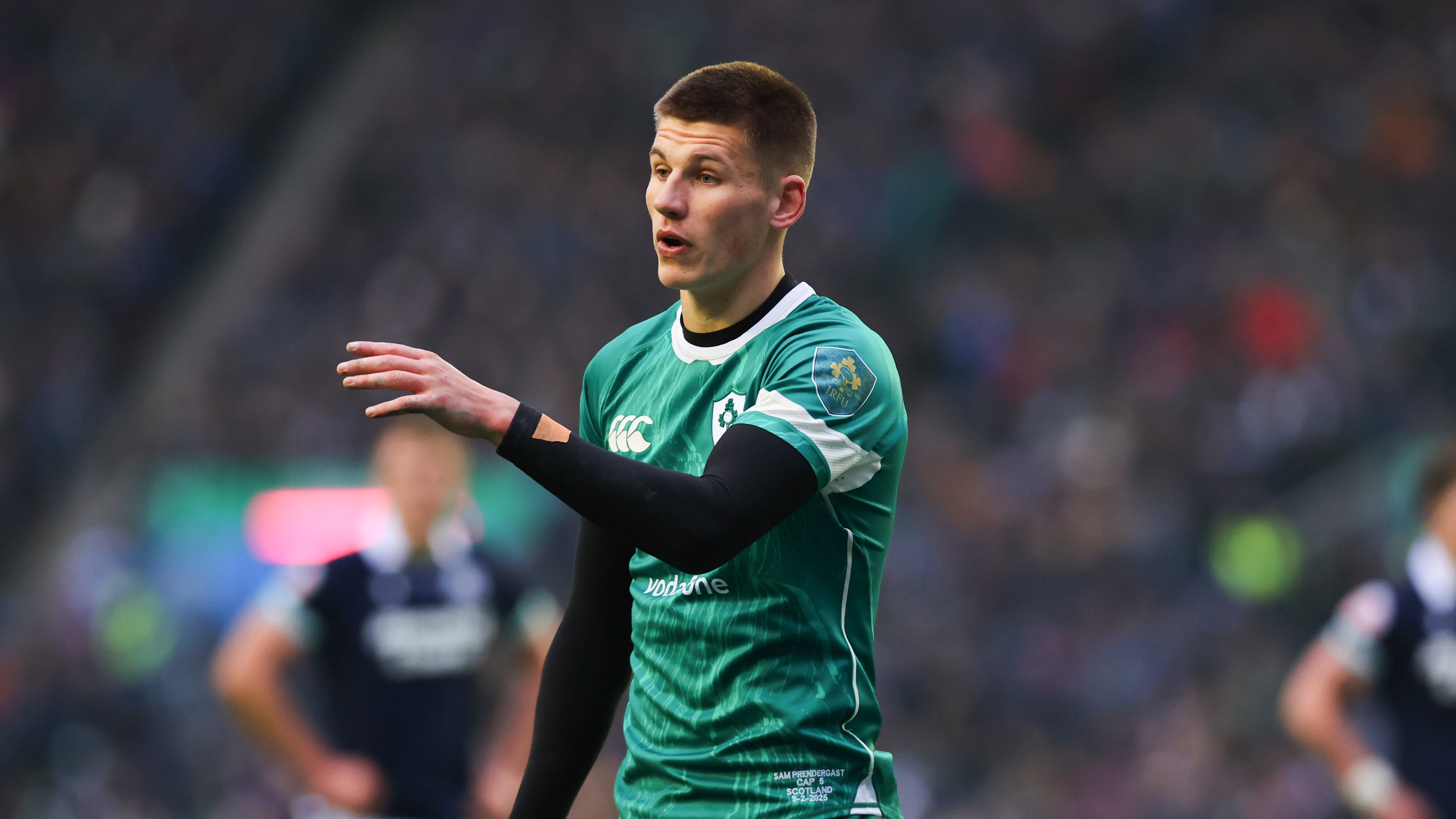 Sam Prendergast against Scotland in the 2025 Championship